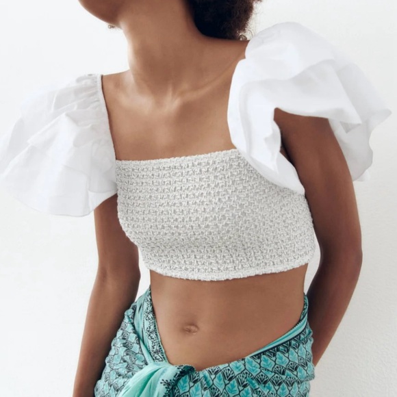 Zara‎ smocked tie back top - Picture 1 of 8